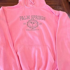 Pacific & Co Coachella Palm Springs Embroidered Pink Hoodie Unisex Size XLarge